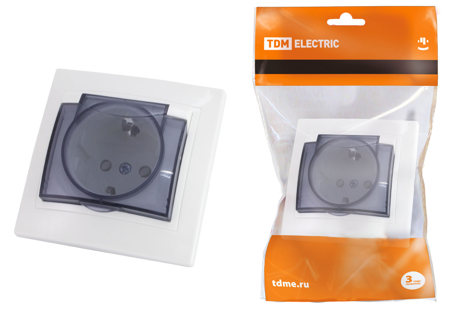 Розетка 2П+З с защ. шт. и крышкой 16А 250В IP42 белая Таймыр