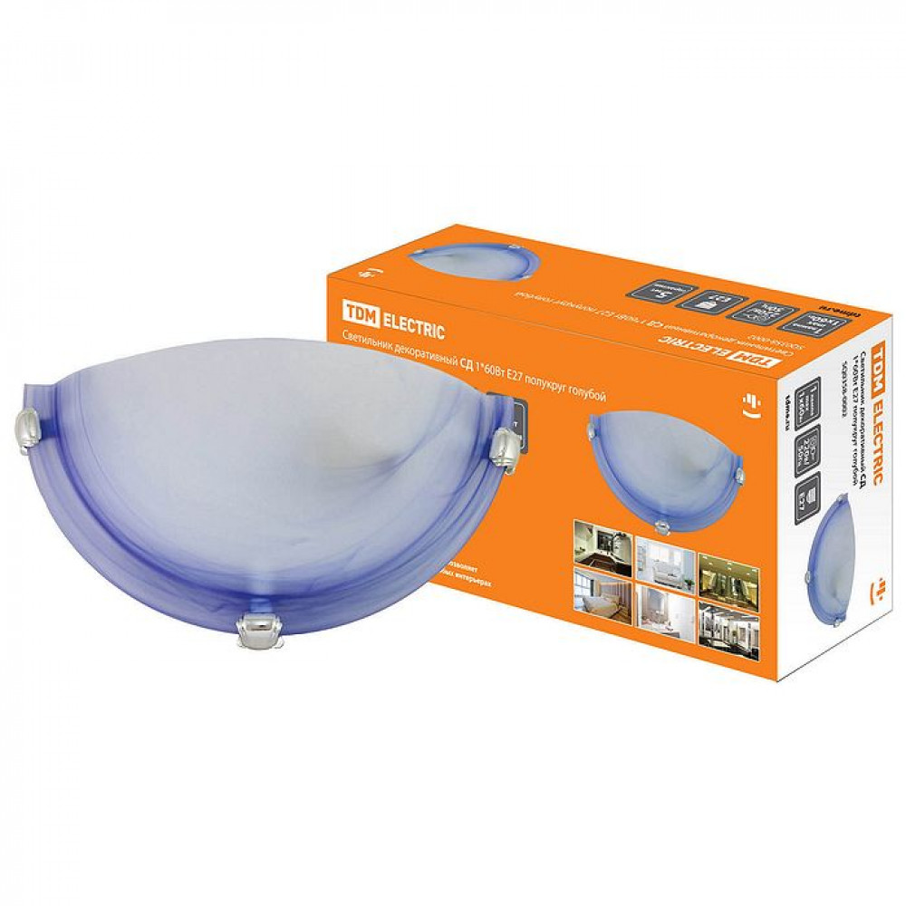 Светильник декоративный СД 1*60 Вт E27 полукруг голубой (в индивид. коробке) TDM