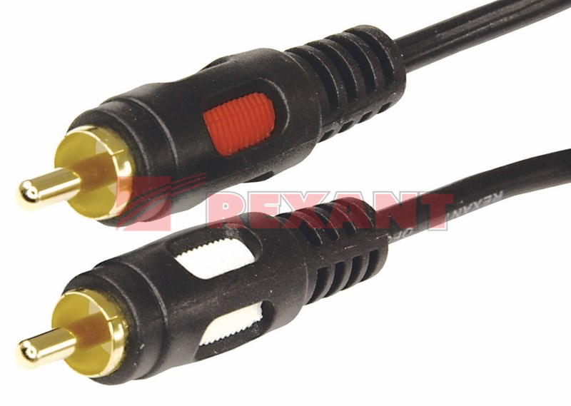 Шнур 2 RCA - 2 RCA, 3м, черный (GOLD) REXANT